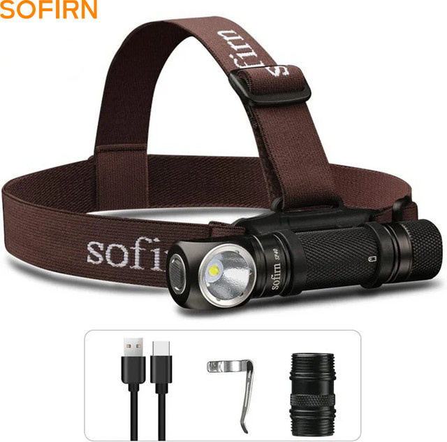 Sofirn SP40 XPL LED Stirnlampe in Schwarz mit 1200 Lumen, 5300K Kaltweiß, wiederaufladbar mit 18650 Akku und Magnet-Endkappe - Bild 1