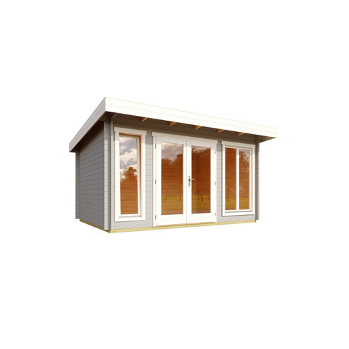 Lasita Gartenhaus Dorset Maja mit Flachdach in Lichtgrau lasiert, B/H/T: 430 x 239,4 x 370 cm - Bild 2