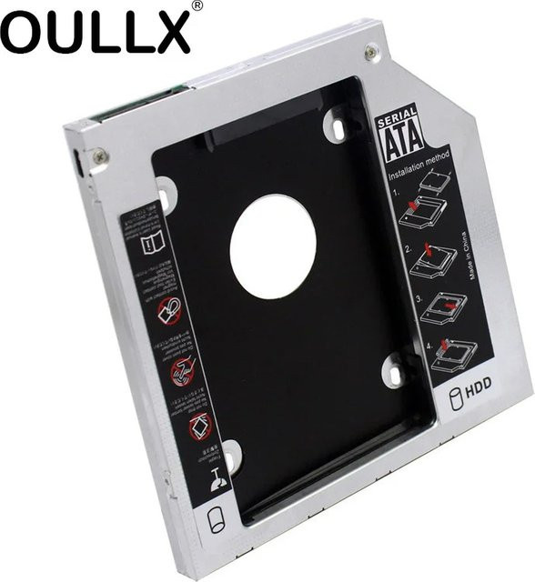 OULLX Optical Bay HDD Caddy SATA 3.0 2,5 Zoll Festplattengehäuse für Laptop in Silber (9,5 mm, 12,7 mm und 9 mm) - Bild 1