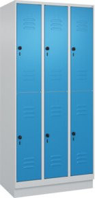 C+P Doppelstock-Spind Classic PLUS mit Sockel, 3 Abteile, Farbe RAL 5012 Lichtblau, H x B x T: 195 x 90 x 50 cm - Bild 1