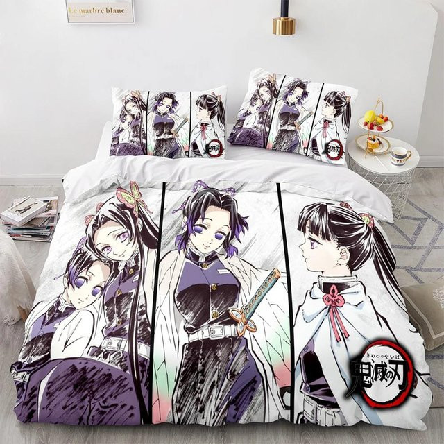 Demon Slayer Bettwäsche Set mit 3D-Print, Motiv Anime, Mehrfarbig, Material Mikrofaser, Bettbezug und Kissenbezug, Breite: 133 cm, Höhe: 70 cm - Bild 1