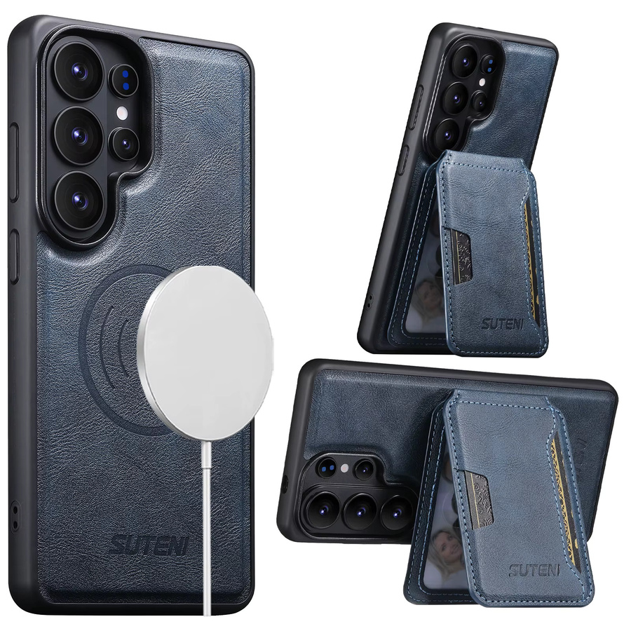 SUTENI 2-in-1 Kunstleder Handyhülle mit Kartenhalter und Ständer für Samsung Galaxy S26 Ultra, S25, S24, S23, Blau, Magnetisches kabelloses Laden - Bild 3