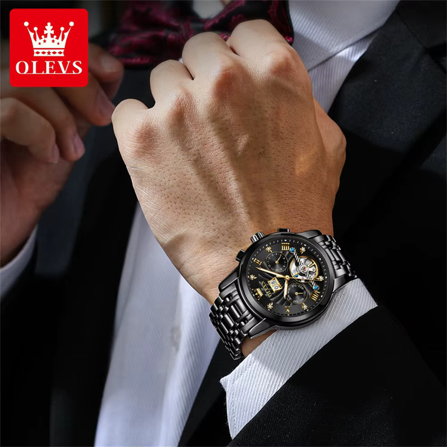 OLEVS Armbanduhr Automatik, Edelstahl, Weiß, Herren - Bild 5