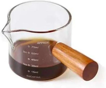 WIKHOSTAR Espresso-Messbecher aus Glas, hitzebeständiges Milchkännchen mit Griff und Skala, transparent, 75 ml - Bild 1