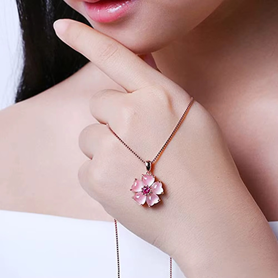Huitan Halskette, Blume, Kristall, Roségold, Damen - Bild 2
