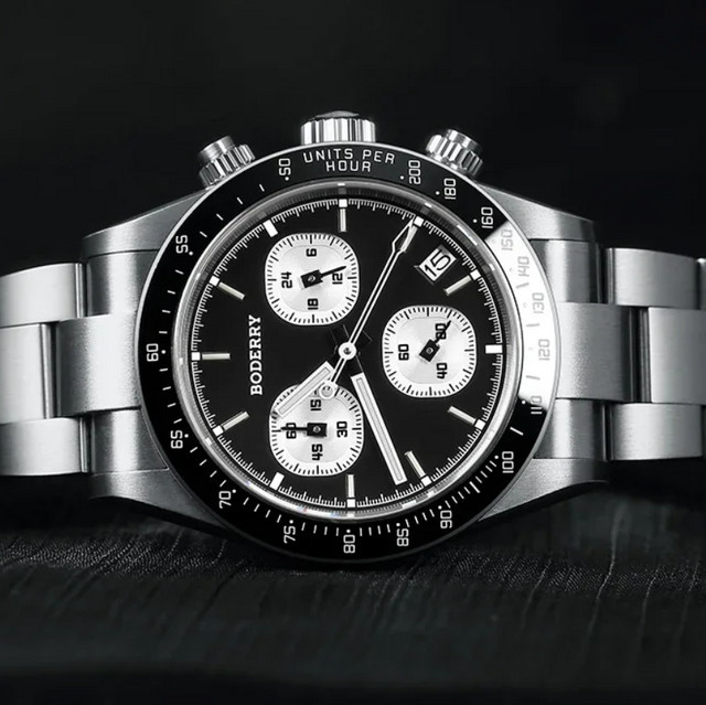 BODERRY Chronograph, Herren, Titan, Quarz, 40 mm, Schwarz, 10 ATM - Bild 1