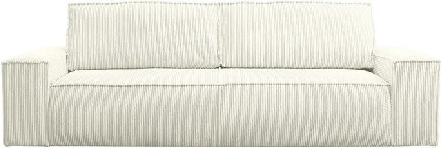 Vente-unique Schlafsofa Amelia Weiß mit Cord-Bezug und Armlehnen - Bild 1
