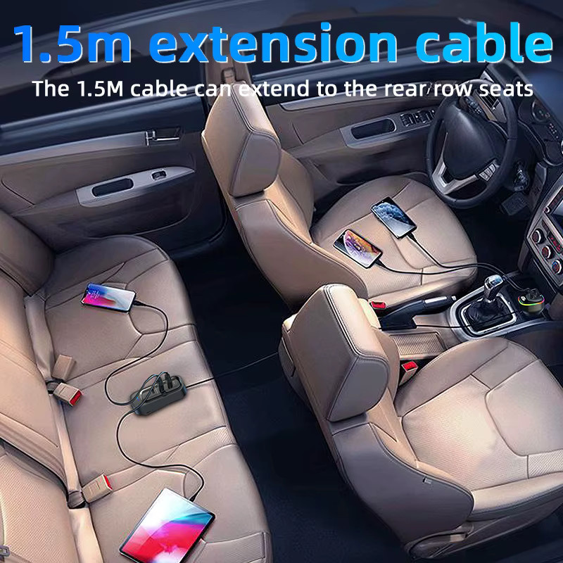 30 W Dual Port Autoladegerät mit 1,5 m Verlängerungskabel für iPhone, Samsung und Xiaomi in Schwarz - Bild 4