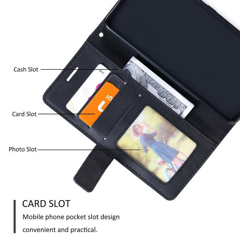 Leder-Flipcase Brieftasche für Huawei Pura 70 Ultra, Pura 70 Pro und Pura 70 Pro Plus in Schwarz - Bild 4