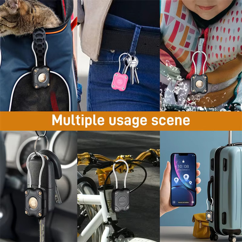 Wasserdichte Schutzhülle für Apple AirTag in Schwarz mit sicherem Drahtkabel-Halter für Schlüssel und Gepäck - Bild 4