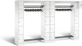 C+P Offene Garderobe Serie 8070 in Verkehrsweiß mit Garderobenstange und Zylinderschlössern, H x B x T: 195 x 284 x 48 cm - Bild 1