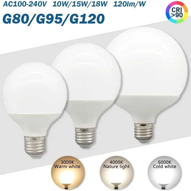 6er Set Gatetop LED Globe Birnen E27 mit CRI90, Milchweiß, wählbar in G80 G95 G125 mit 10W 15W 18W in Warmweiß oder Kaltweiß - Bild 1