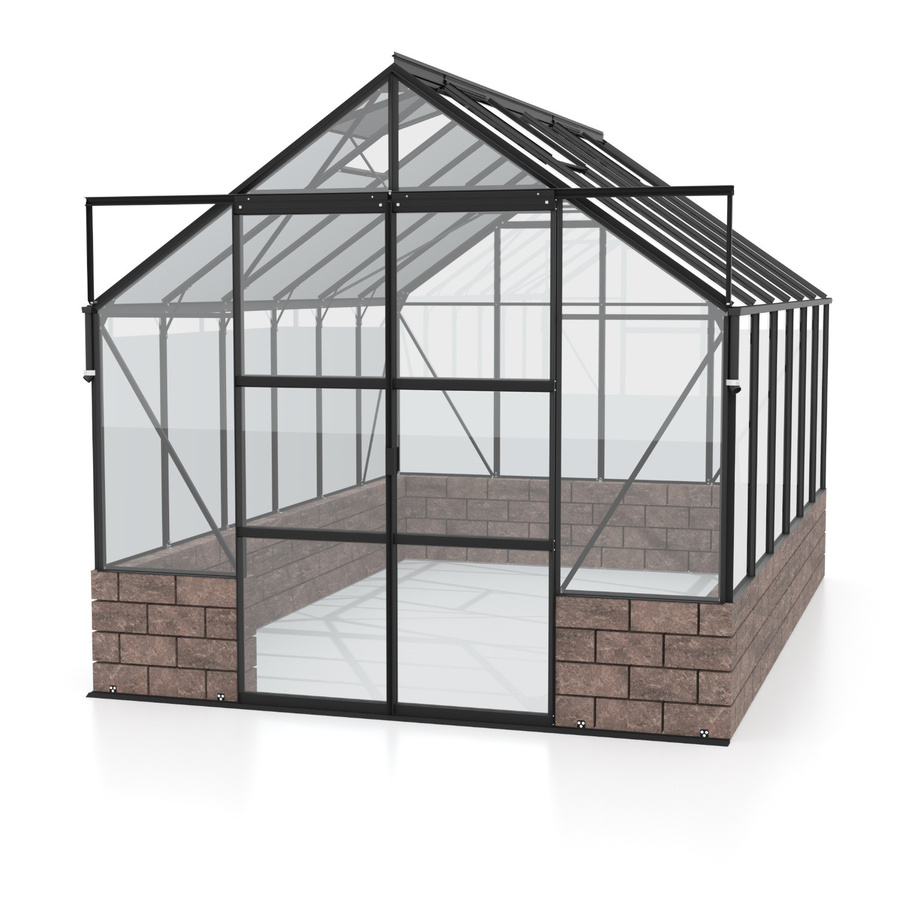 Vitavia Gewächshaus Cassandra 9900 Schwarz mit ESG-Glas und Doppelschiebetür, B/H/T: 257,0 x 249,0 x 385,3 cm - Bild 2