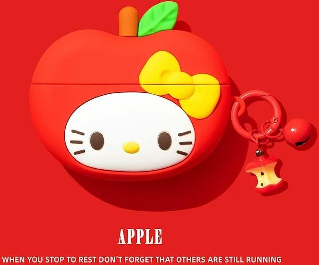 Sanrio Hello Kitty 3D Silikon Schutzhülle für Apple AirPods Pro (Modelle 1, 2, 3 und 4) in Rot - Bild 1