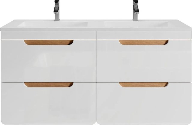 Doppelwaschtisch Aruba von Vente-unique in Naturfarben Hell und Weiß, Breite: 120 cm - Bild 1
