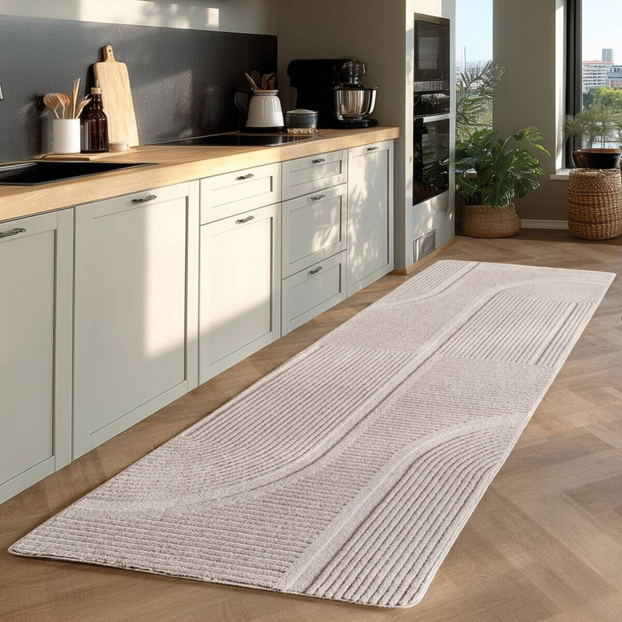 Ayyildiz Teppich POMPEI in Creme mit High-Low-Effekt im skandinavischen Boho-Stil, Breite: 80 cm, Länge: 150 cm - Bild 2
