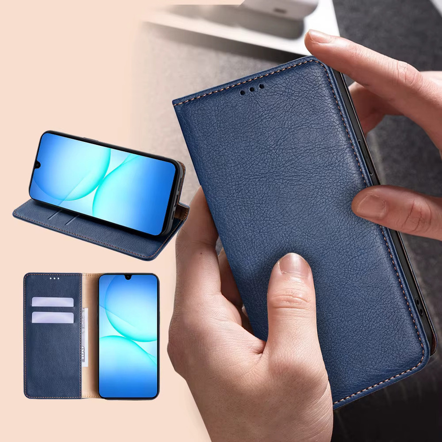 Magnetische Business Flip-Cover Ledertasche für Samsung Galaxy S25 Ultra, S25 FE Plus, S25 Edge, A56, A36, A26, A17, A07 in Schwarz oder Blau - Bild 3