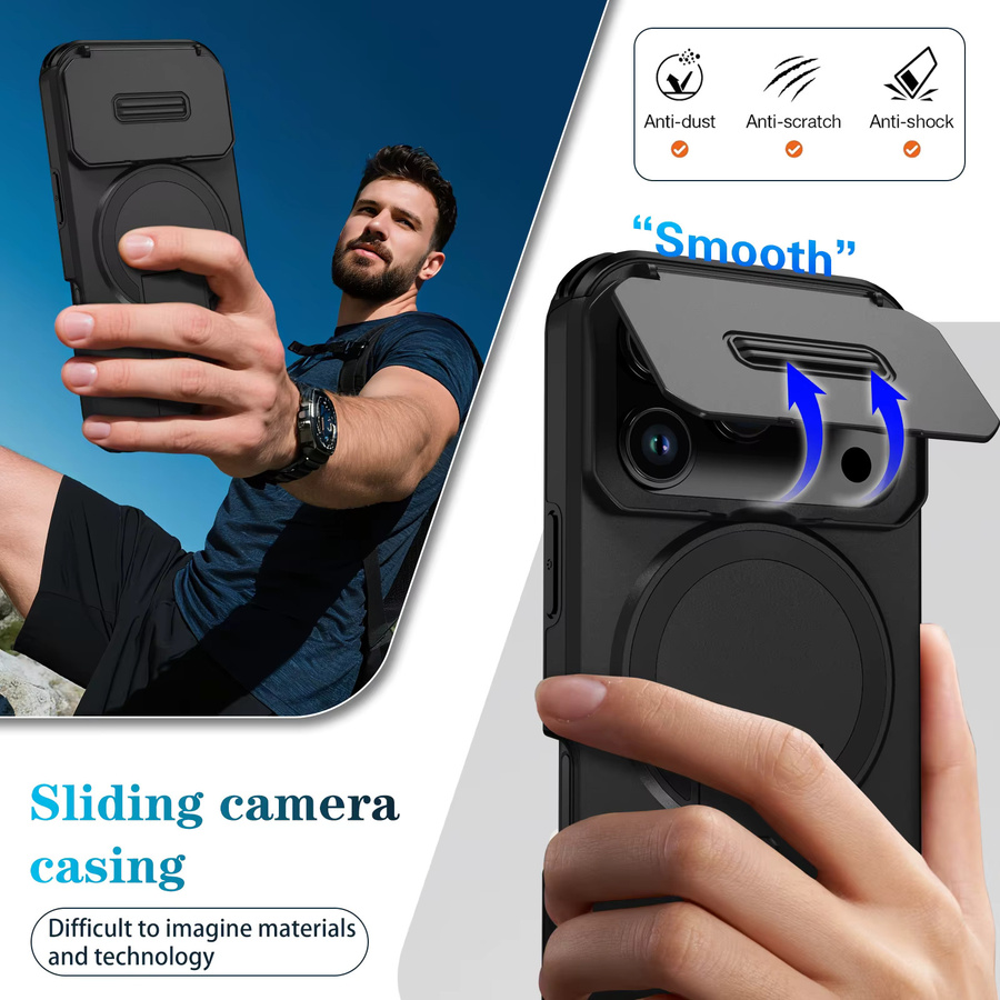 Magnetische Handyhülle mit Objektivschutz und Kickstand für Apple iPhone 17 Pro Max und iPhone 17 Pro Air in Schwarz und Blau - Bild 5