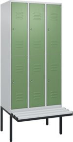 C+P Doppelstock-Spind Classic PLUS Sitzbank mit 3 Abteilen und Zylinderschloss, B/T/H: 212,0 x 90,0 x 81,5 cm - Bild 1