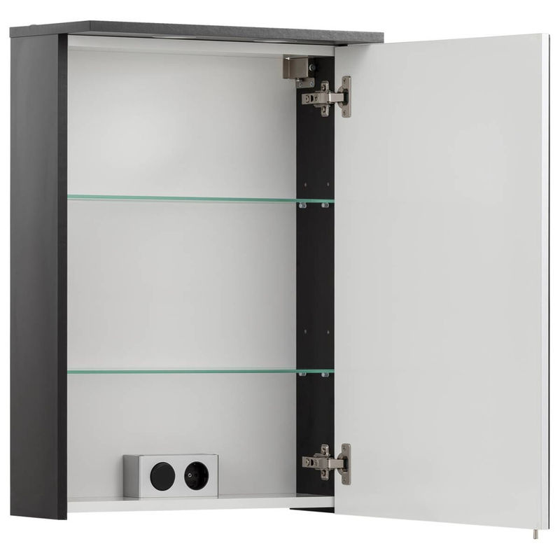 Spiegelschrank Sarah von Möbelpartner in Schwarz mit LED-Beleuchtung und Rasierersteckdose, B/H/T: 50,4 x 72,3 x 15,9 cm - Bild 2