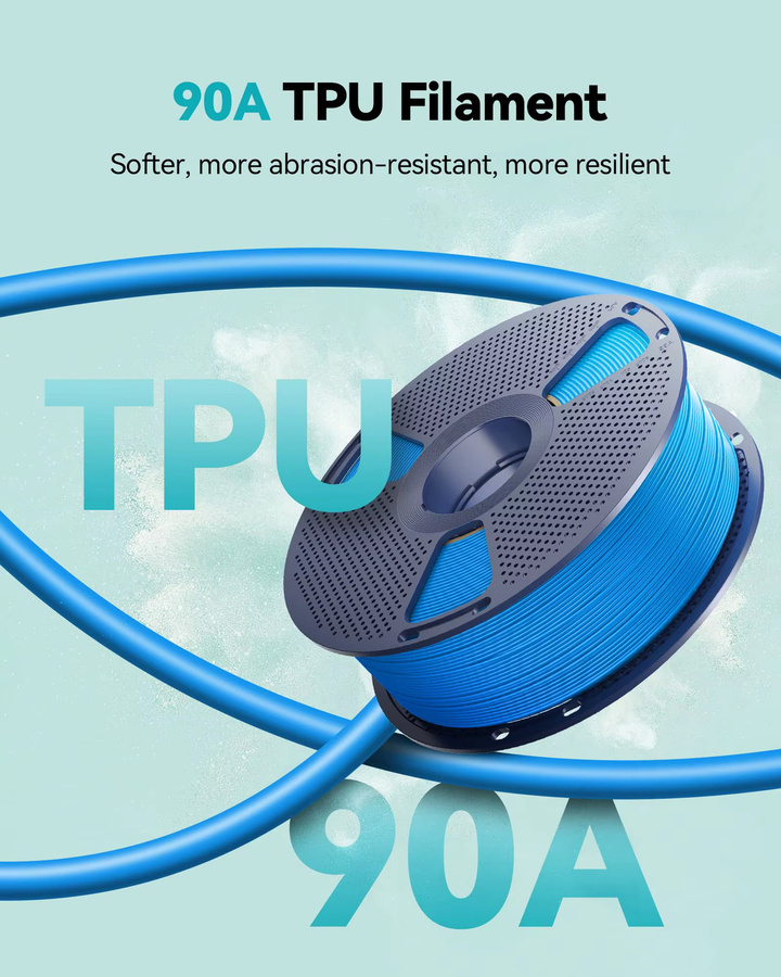 SUNLU TPU 3D-Drucker-Filament Schwarz, 1,75 mm, 1 kg, Hochgeschwindigkeits-90 A flexibles Filament für FDM-Drucker - Bild 2