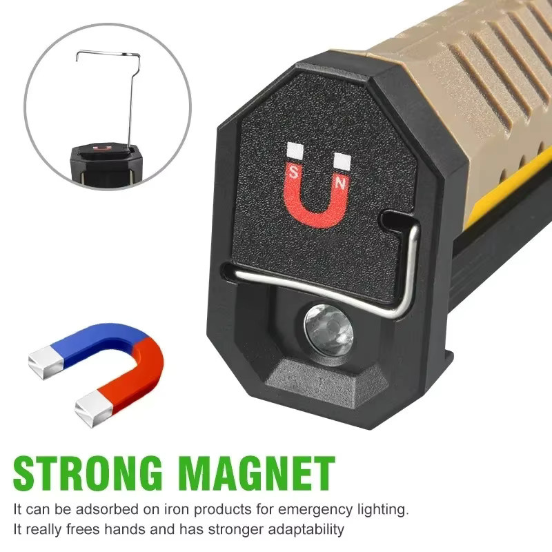 XIWANGFIRE Tragbare faltbare LED-Taschenlampe in Schwarz mit starkem Magnet, COB-Arbeitslicht und USB-Wiederaufladung als Notfall-Flutlicht und Outdoor-Camping-Laterne - Bild 2