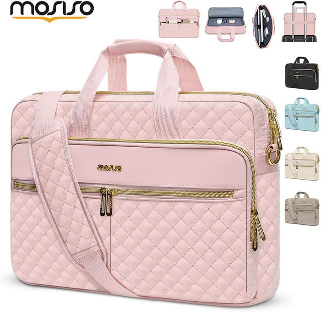 MOSISO Laptop-Umhängetasche für MacBook Air Pro und Notebook von 13 bis 17,3 Zoll in Beige oder Pink - Bild 1