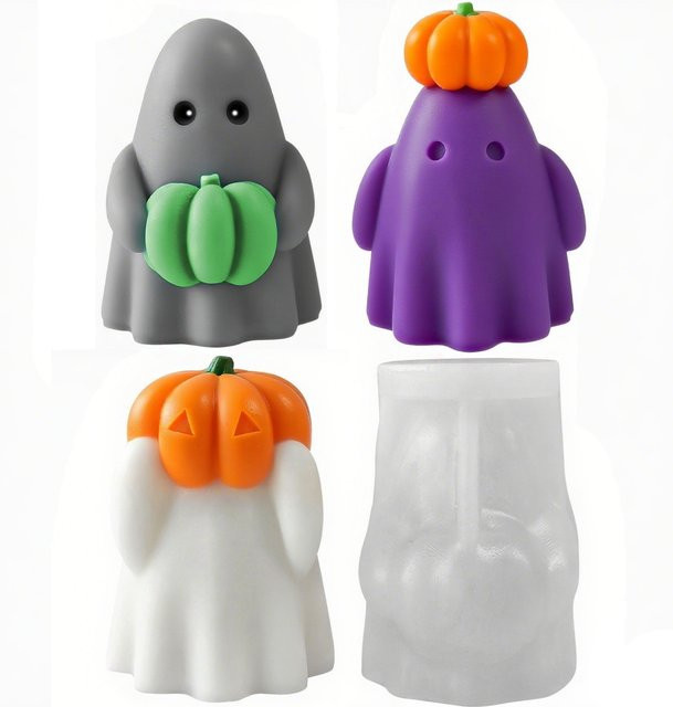 UDOCOOL Silikonform für Halloween Kerzen DIY Kürbis und Geist zur Gestaltung von Duftkerzen aus Zement oder Harz - Bild 1