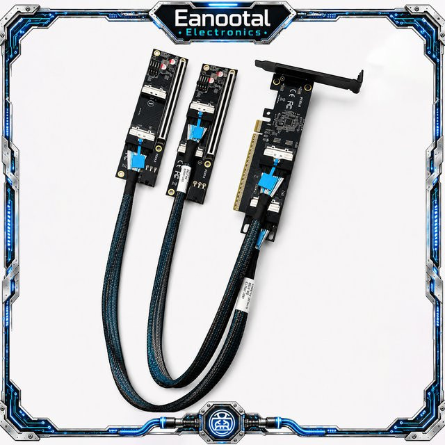 MCIO 5.0 zu PCIe 5.0 X16 Erweiterungskit Dual MCIO 8i Riser-Adapterkarte mit 2 Backplane-Boards und 500mm Kabel in Schwarz - Bild 1