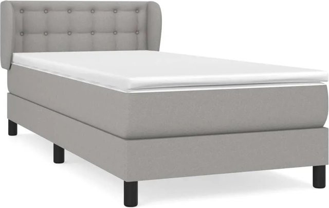 vidaXL Boxspringbett Hybrid mit Matratze und Taschenfederkern, Farbe Hellgrau, B/T: 100 x 200 cm - Bild 1