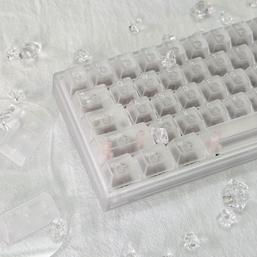 Transparente und mattierte PC-Tastenkappen in Schwarz für mechanische Tastaturen mit Numpad, geeignet für 60 %, 75 %, TKL, 96 % und 100 % Layouts - Bild 5