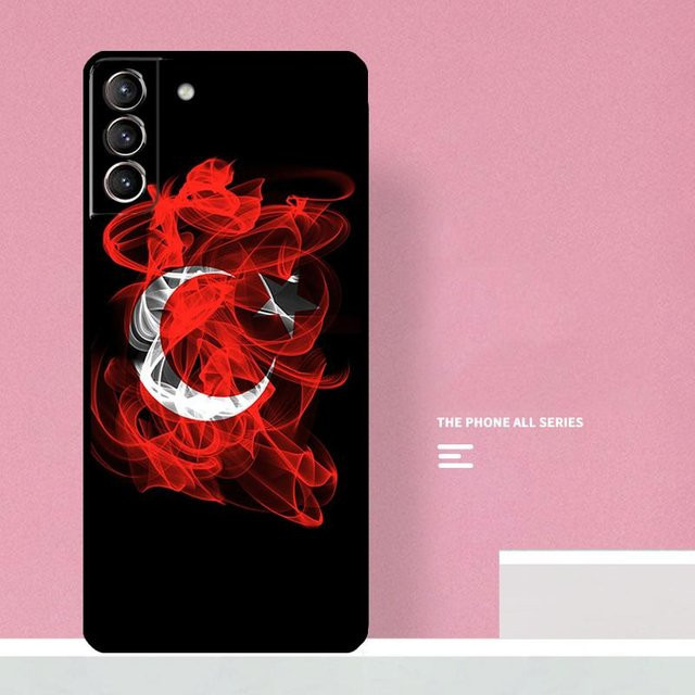 Handyhülle mit türkischer Flagge für Samsung Galaxy S25 S26 Ultra S24 S23 S22 S21 S20 S10 Plus S25 FE in Schwarz - Bild 1