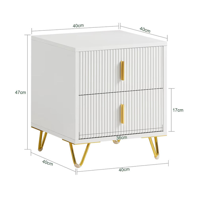 SoBuy Nachttisch FBT115 mit 2 Schubladen in Modernem Design aus Metall in Blau oder Weiß - Bild 3