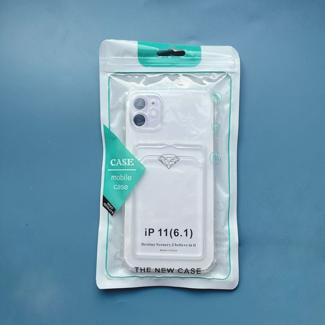 Stoßfeste transparente Handyhülle mit Kartenfach für Apple iPhone 15 14 13 12 11 Pro und 13 Pro Max in Weiß - Bild 1