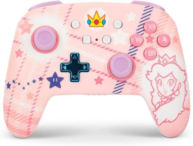 PowerA Enhanced Wireless Controller für Nintendo Switch in Princess Peach Plaid Design, Pink/Mehrfarbig mit Bluetooth und USB-C Anschluss - Bild 1
