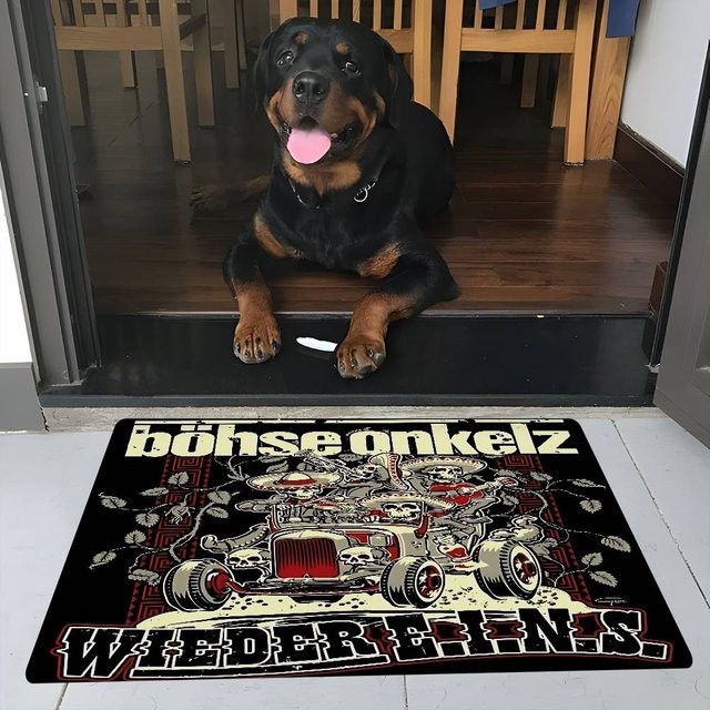 LjqEight Anti-Rutsch Fußmatte mit Onkelz Motiv in Schwarz, B/T: 80 x 50 cm - Bild 1