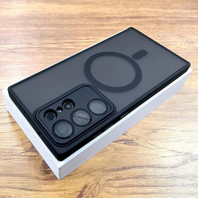 Transparente Magnethülle mit Glasabdeckung für Samsung Galaxy S24, S23 Ultra, S23 Plus und S22, kompatibel mit MagSafe kabellosem Laden, Schwarz oder Transparent - Bild 1