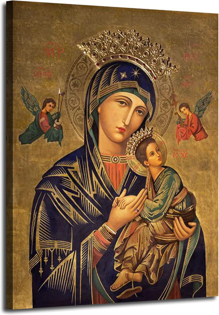 Russisch-Orthodoxe Ikone Heilige Jungfrau der Unerschleimlichen Hilfe Wandkunst als Poster mit Maria und Jesus in Mehrfarbig - Bild 1