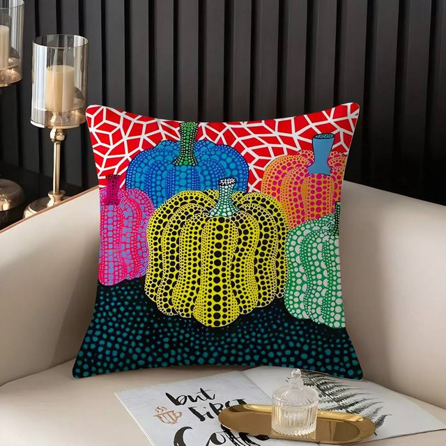 Lucky starfish HOME Kissenbezug Yayoi Kusama Abstrakte Kunst Kürbis, Plüsch, Mehrfarbig, B/T: 30 x 30 cm - Bild 1