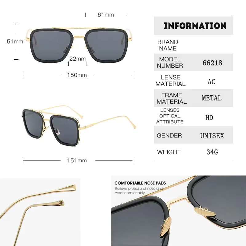 Sharif Sonnenbrille, Steampunk, Vollrand, Square, Metall, Unisex - Bild 2