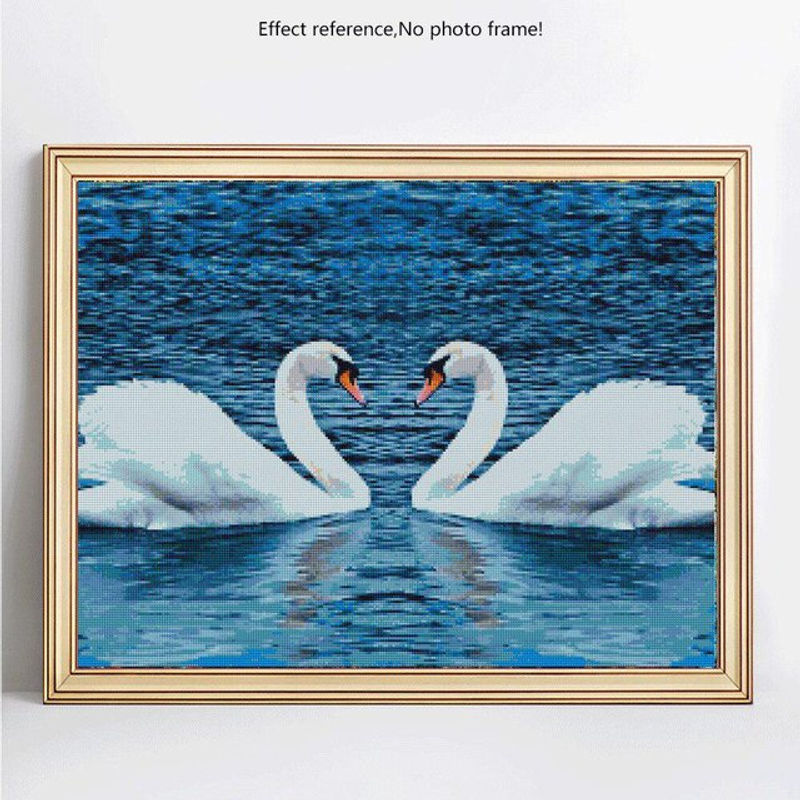 FIYO 5D DIY Diamantgemälde Schwan mit Strasssteinen, mehrfarbig, B: 20 cm, H: 30 cm - Bild 3