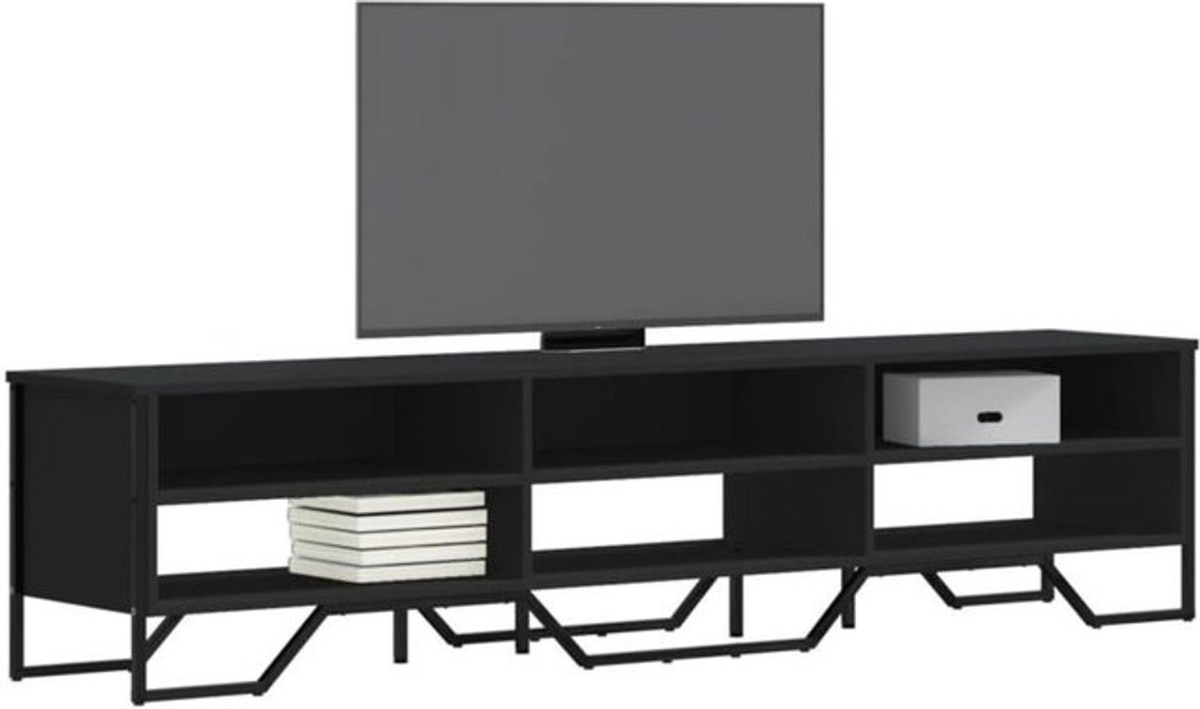 Vidaxl TV-Schrank in Schwarz im Modern Industrial Design aus Holzwerkstoff und Metall, B/T/H: 180 x 34 x 41 cm - Bild 1