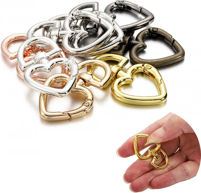 YouYoungDifferent Karabiner Haken, Pfirsich Herzform, Metall, 5 Teile/Los - Bild 1