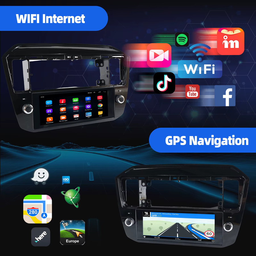 ESSGOO Kabelloses Android 15 Autoradio mit 6,86 Zoll IPS-Touchscreen, CarPlay und Android Auto, GPS, WLAN, Bluetooth und Mirror Link für VW UP, E-UP, Seat Mii, E-Mii, Skoda E-citigo, Schwarz - Bild 4