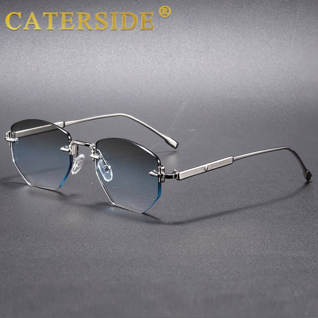 CATERSIDE Sonnenbrille, randlos, hexagonal, Unisex, Metall - Bild 1