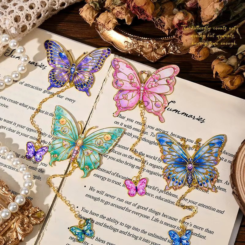 CHENJ Metall Lesezeichen Vintage Schmetterling und Blume Design in Multicolour - Bild 3