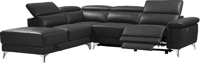 Vente-unique Relaxsofa Pascaline in Anthrazitgrau aus Leder mit L-Form und elektrischer Sitzfunktion - Bild 1