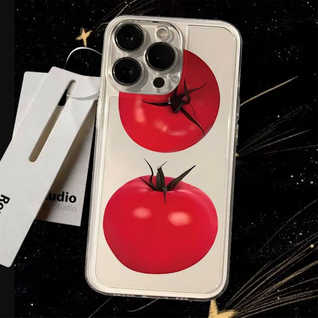 Stoßfeste und transparente Handyhülle mit Tomaten-Design für iPhone 11 bis iPhone 17 Pro Max sowie SE und Mini - Bild 1