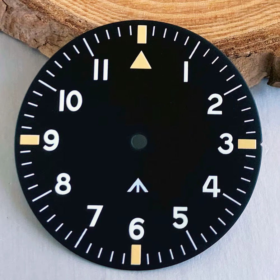 Tandorio Zifferblatt Pilotenuhr, 33,5 mm, Schwarz/Blau, Herren, Vintage - Bild 1