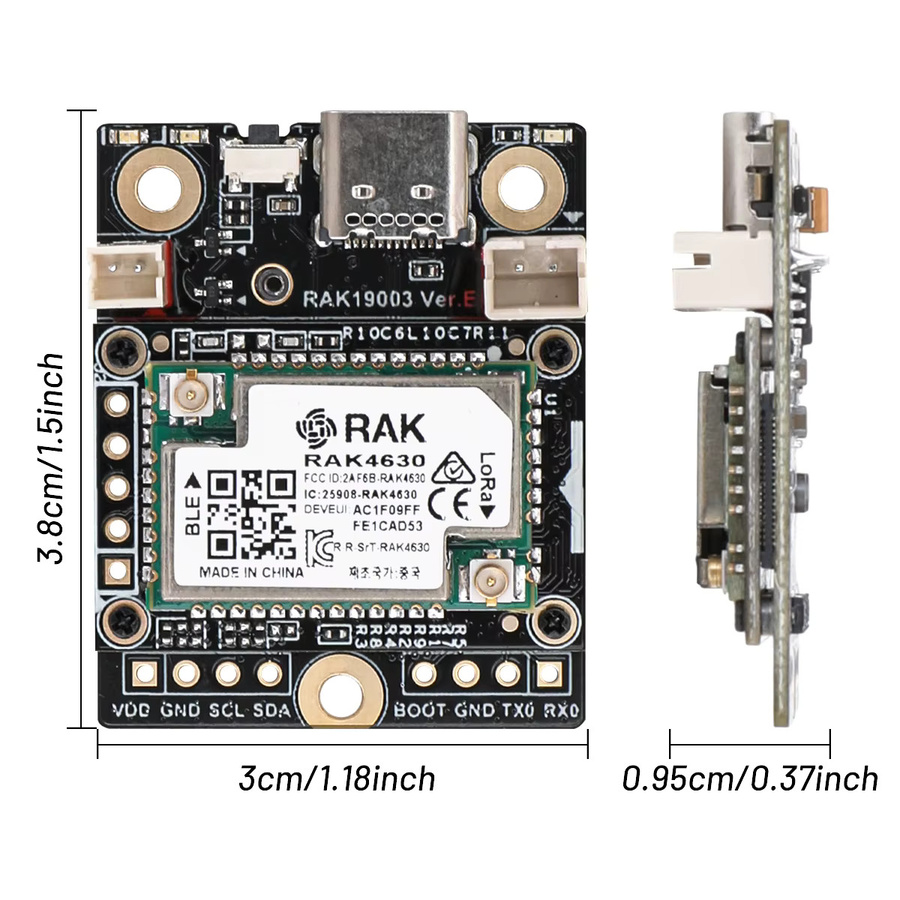 RAKwireless WisBlock Meshtastic Starter Kit in Schwarz mit RAK19003 Basisstation, RAK4631 LoRa-Knoten, RP2040 Sensoren und Antenne - Bild 3